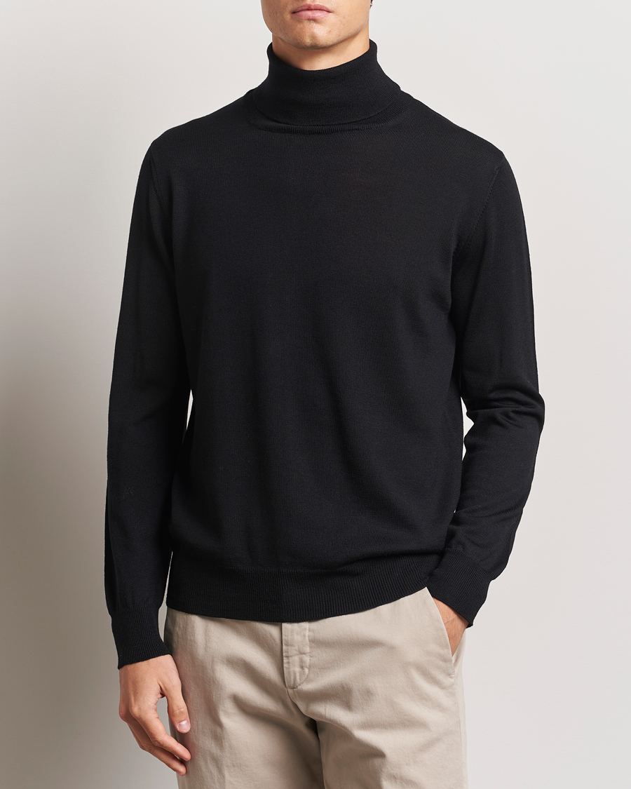 Herren |  | Morgano | Extra Fine Merino Wool Rollneck Black