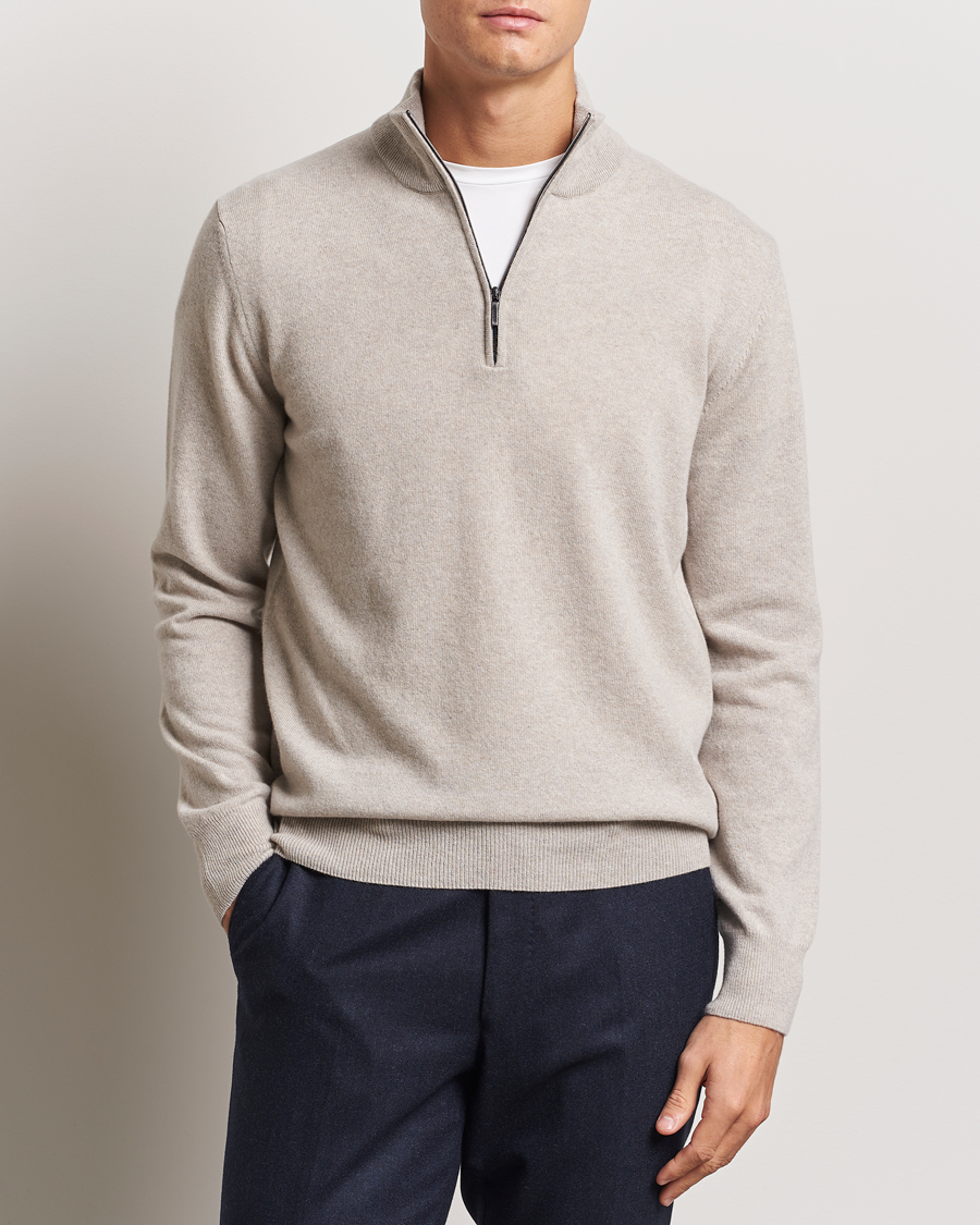 Herren |  | Morgano | Wool/Cashmere Half-Zip Beige