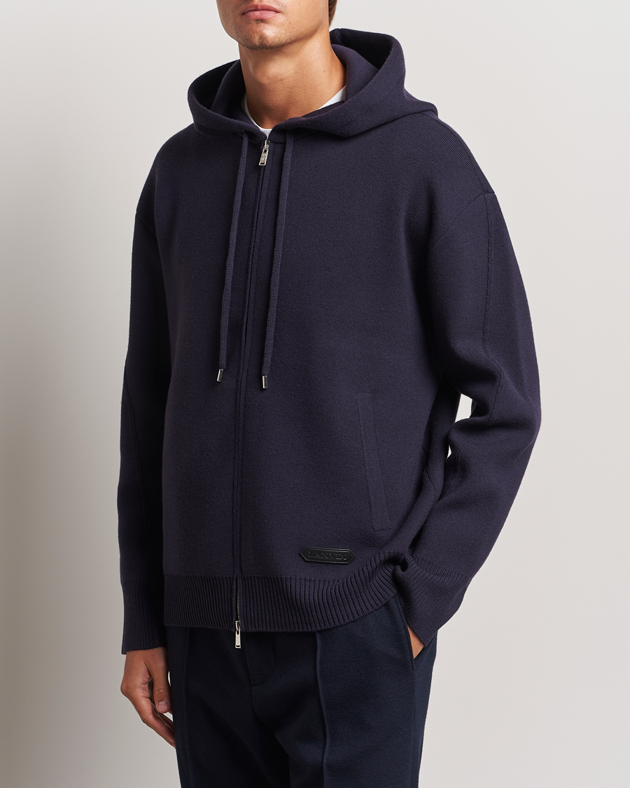 Herren |  | Lanvin | Merino Full Zip Hoodie Japanese Ink