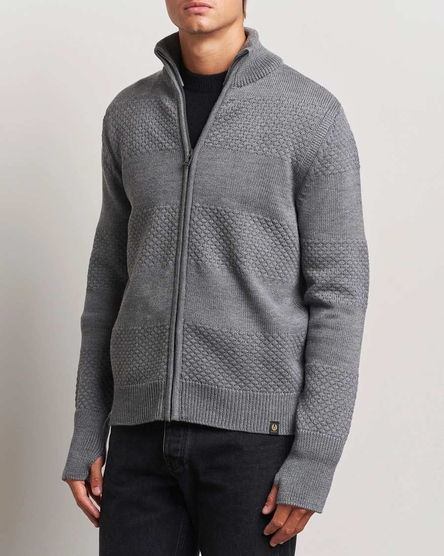 Herren |  | Belstaff | Sternway Knitted Zip Cardigan Grey Heather