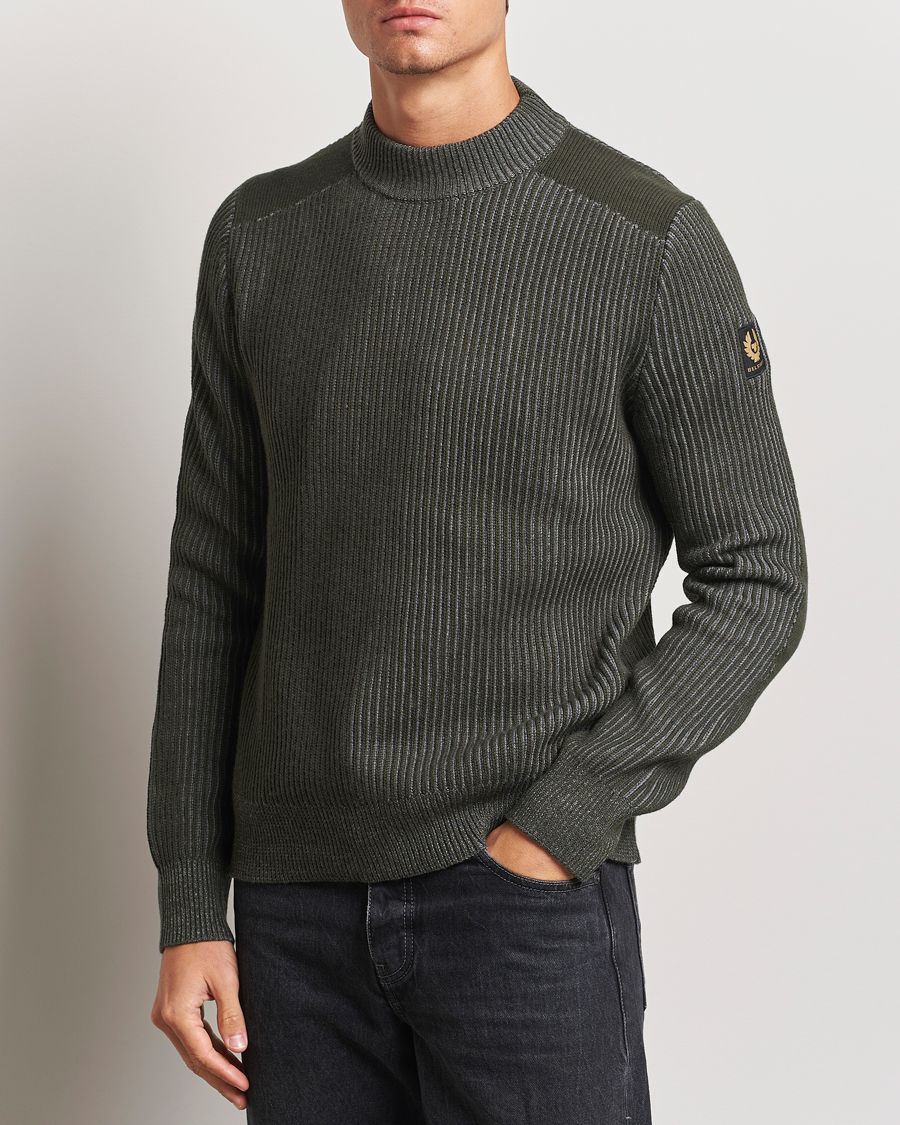 Herren |  | Belstaff | Stanley Cotton/Wool Mock Neck Tile Green