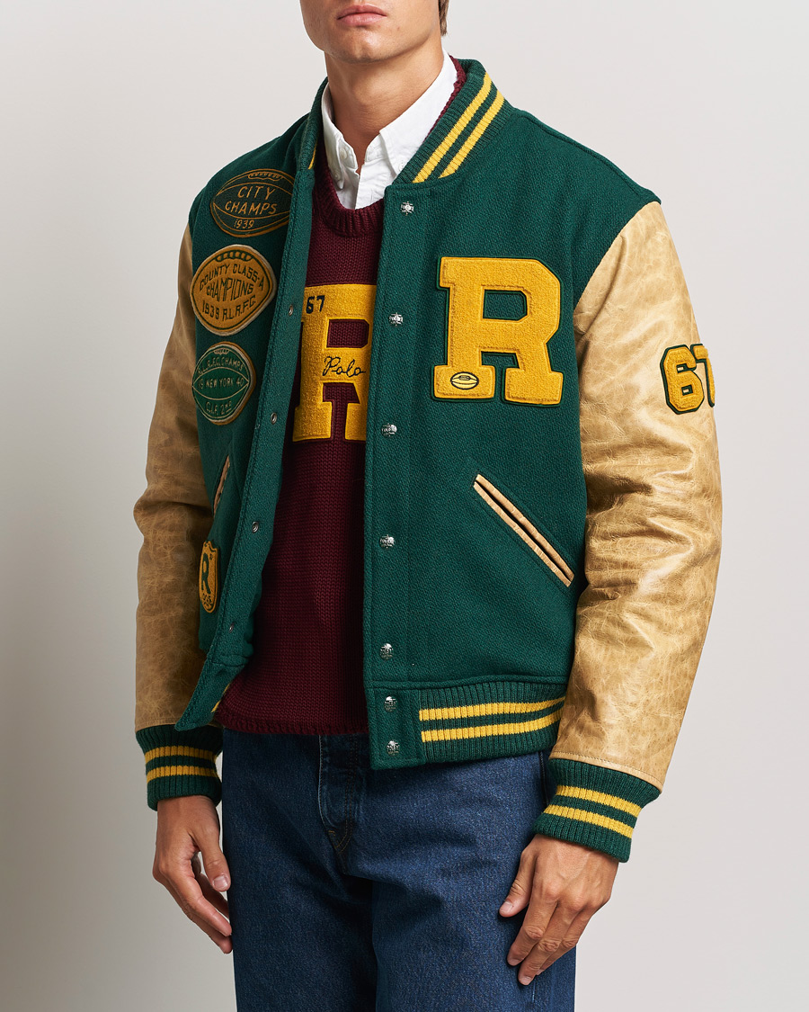 Herren |  | Polo Ralph Lauren | Varsity Leather Bomber Moss Agate