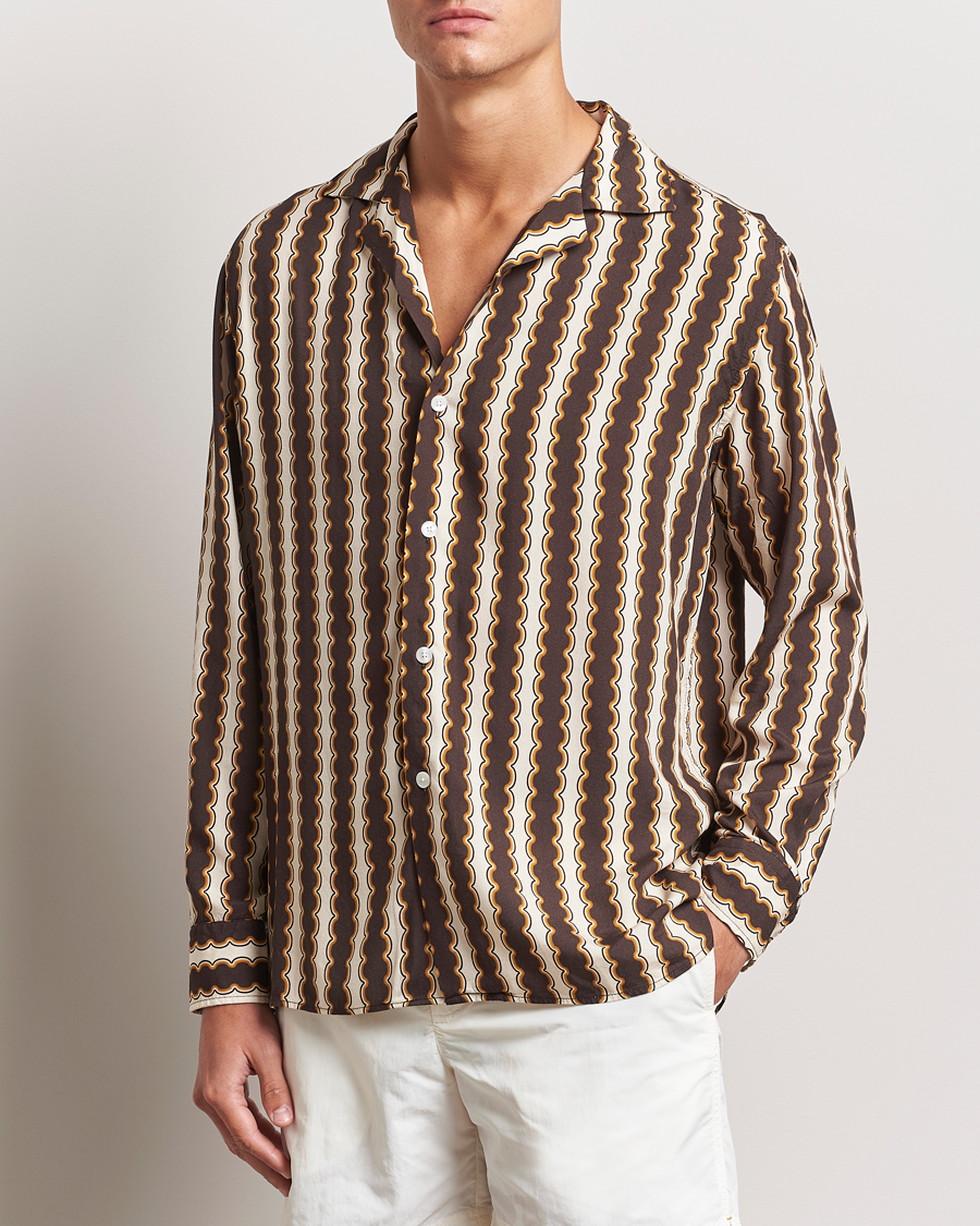 Herren | Freizeithemden | OAS | Rapallo Long Sleeve Viscose Shirt Brown/Beige