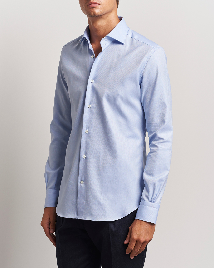 Herren | Oxfordhemden | Mazzarelli | Soft Oxford Cut Away Shirt Light Blue