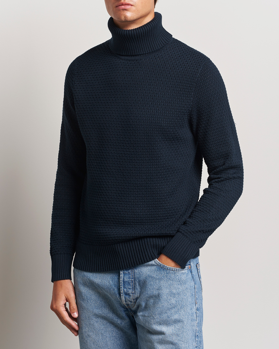 Herren |  | J.Lindeberg | Olivero Structure Cotton Turtleneck Navy