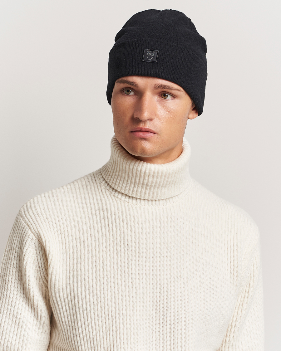 Herren |  | KnowledgeCotton Apparel | Double Layer Wool Beanie Black