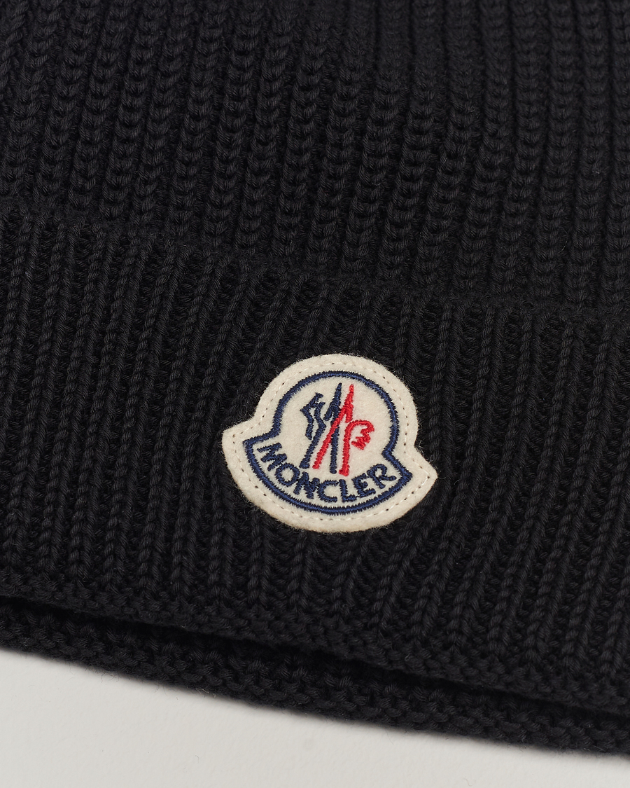 Moncler Logo Embossed Beanie Black