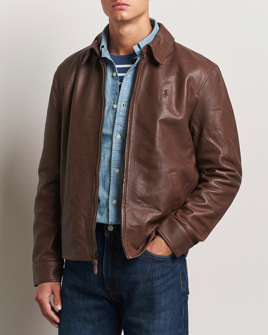 Herren |  | Polo Ralph Lauren | Maxwell Windbreaker Leather Jacket Bison Brown