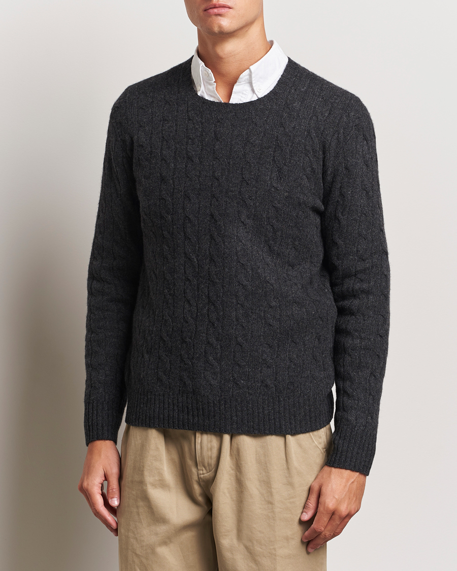 Herren |  | Polo Ralph Lauren | Wool/Cashmere Cable Crew Neck Dark Granite Heather