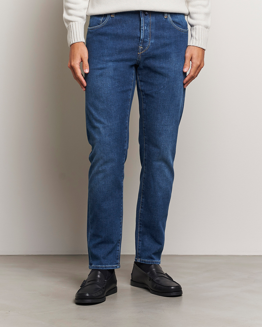 Herren |  | Incotex | 5-Pocket Stretch Denim Medium Blue