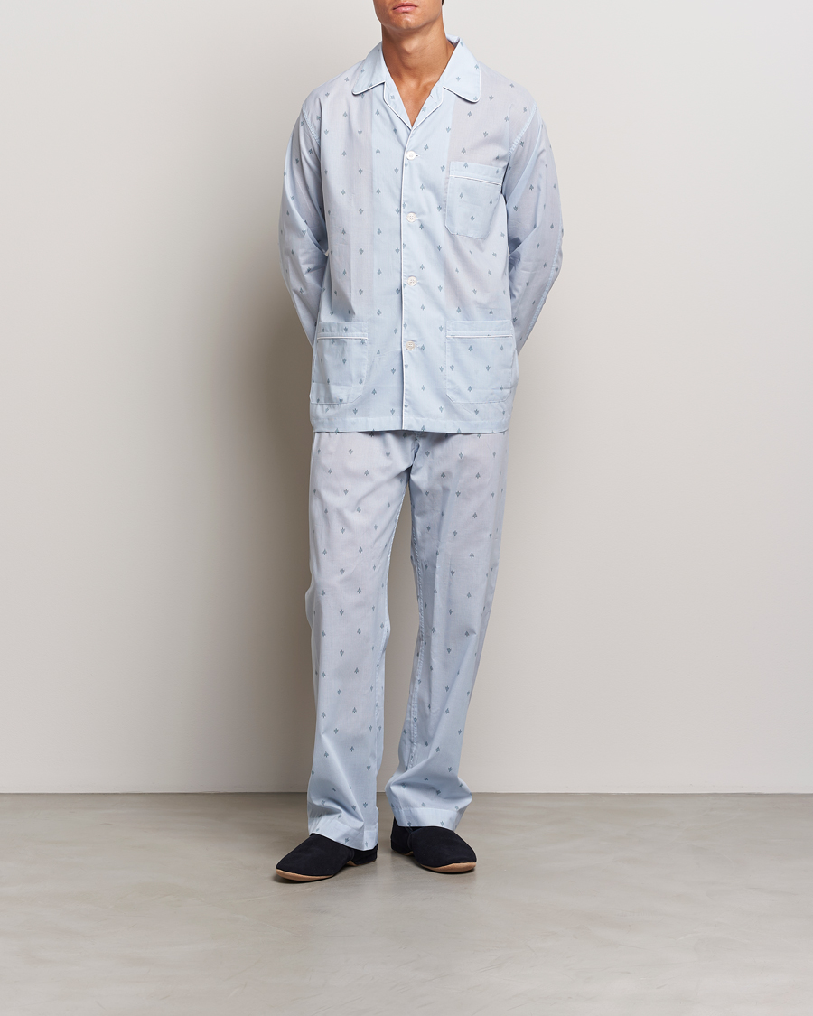 Herren | Pyjama-Set | Derek Rose | Piped Cotton Pyjama Set Blue