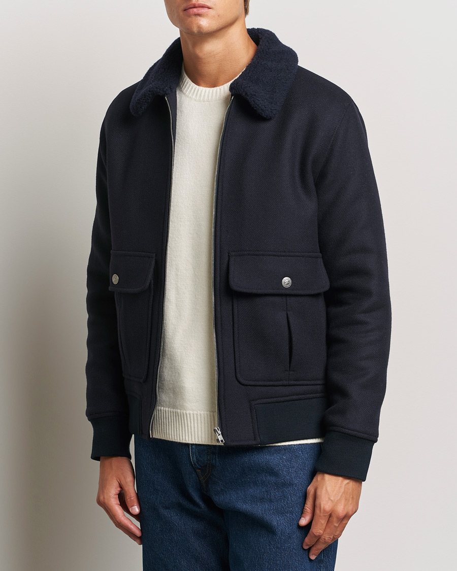 Herren |  | A.P.C. | Ben Shearling Bomber Jacket Dark Navy