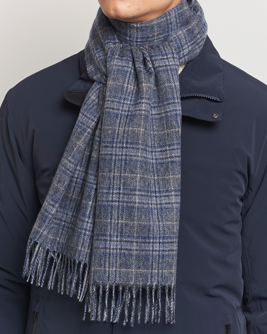 Herren |  | Amanda Christensen | Merino Wool Glencheck Scarf Blue