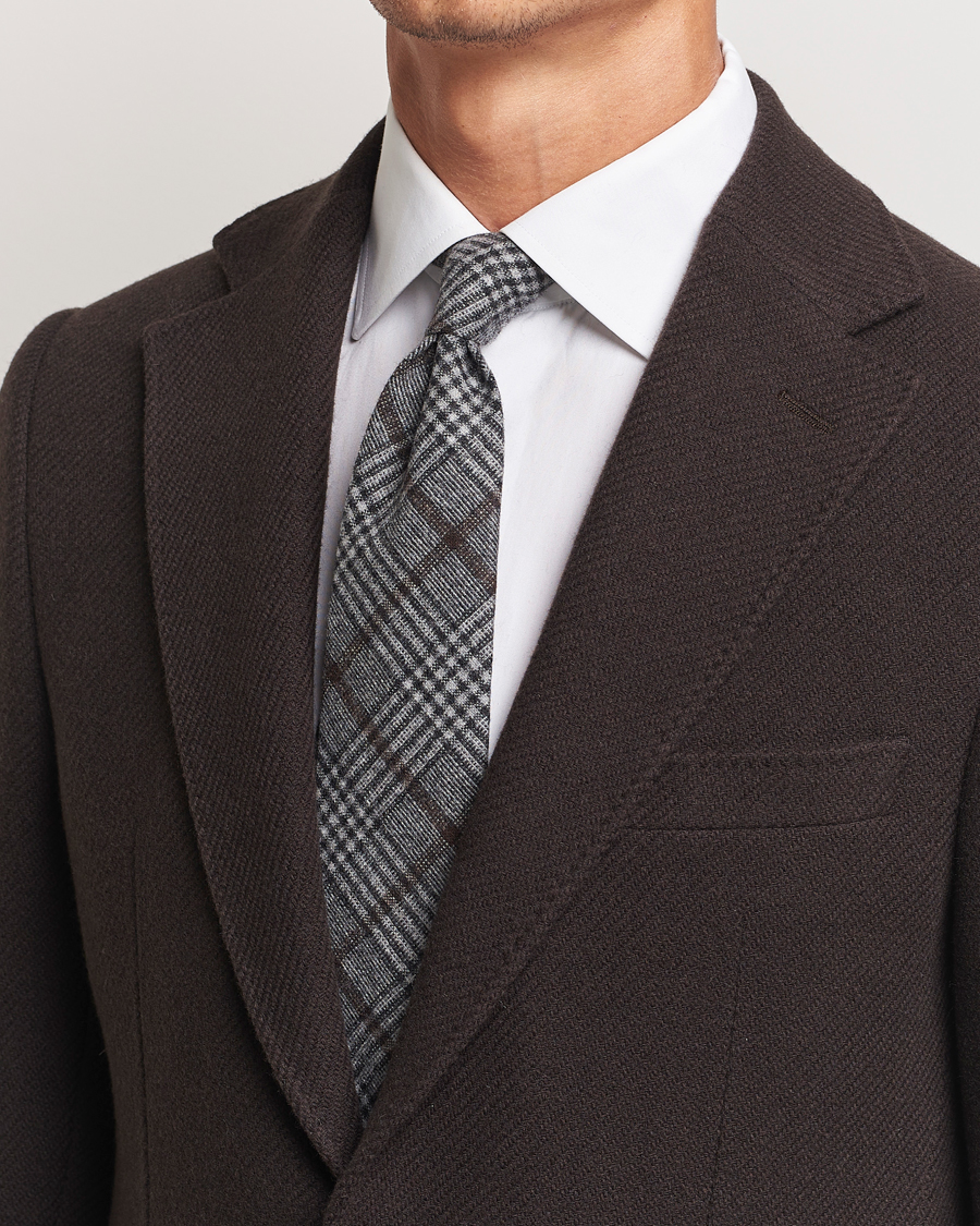 Herren |  | Amanda Christensen | Wool Checked 8cm Tie Grey