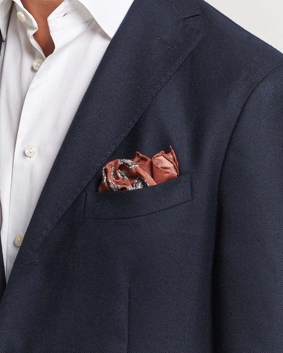 Herren |  | Amanda Christensen | Silk Twill Printed Flower Pocket Square Rost