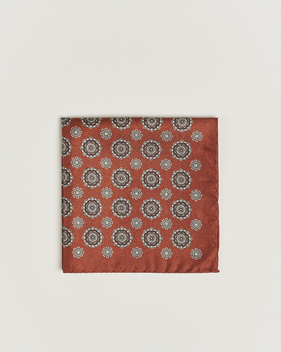 Herren |  | Amanda Christensen | Silk Twill Printed Flower Pocket Square Rost