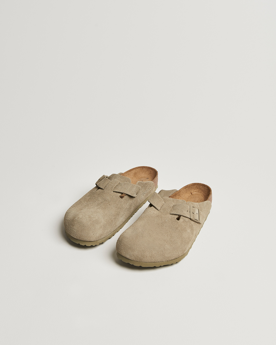 BIRKENSTOCK Boston Classic Footbed Faded Khaki Suede