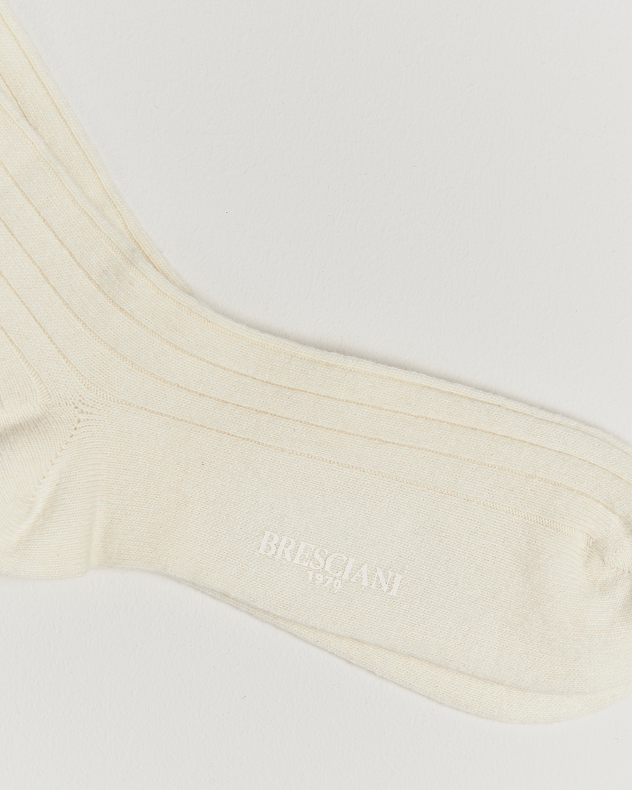 Herren |  | Bresciani | Wool/Cashmere Ribbed Socks White