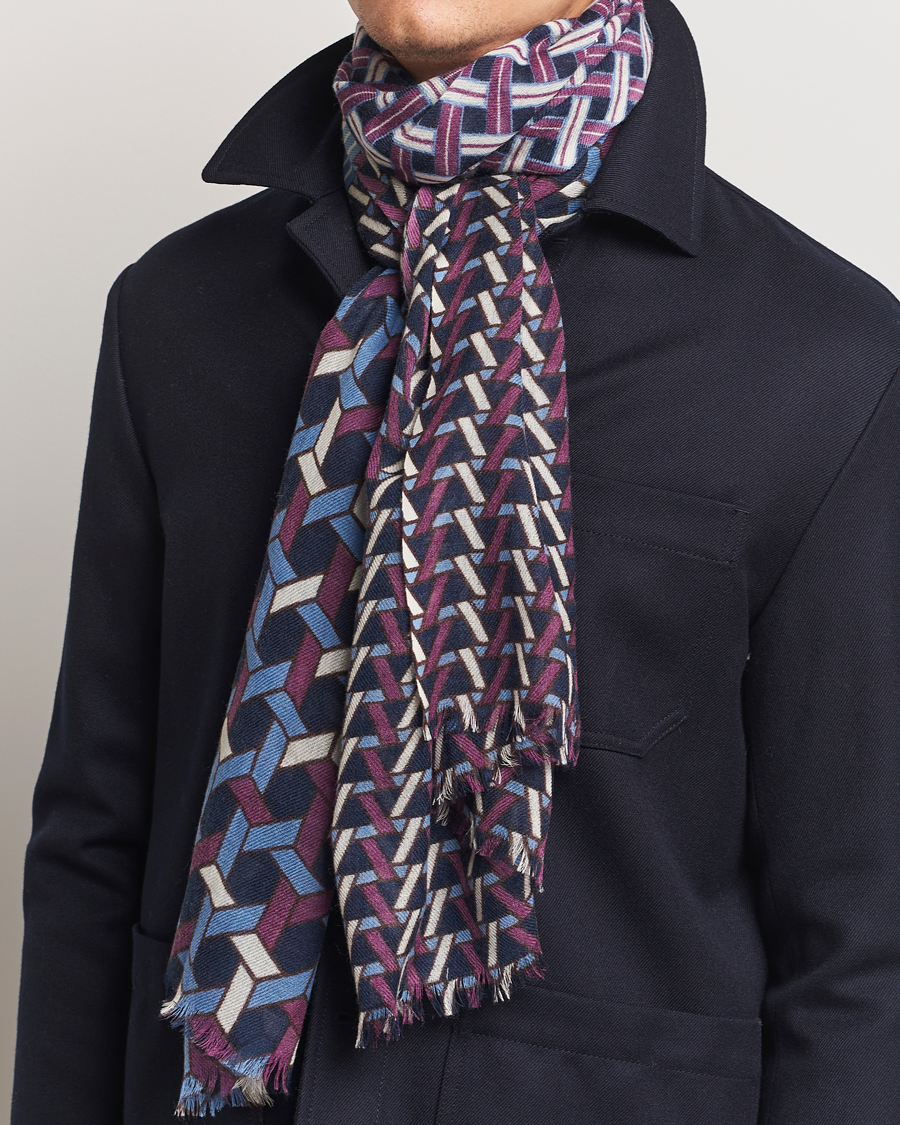 Herren |  | Altea | Printed Wool Scarf Navy