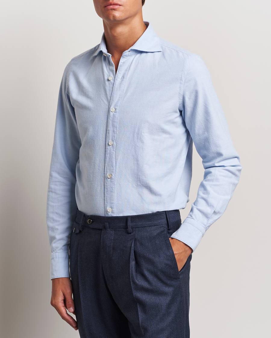 Herren | Hemden | Finamore Napoli | Gaeta Brushed Oxford Shirt Light Blue