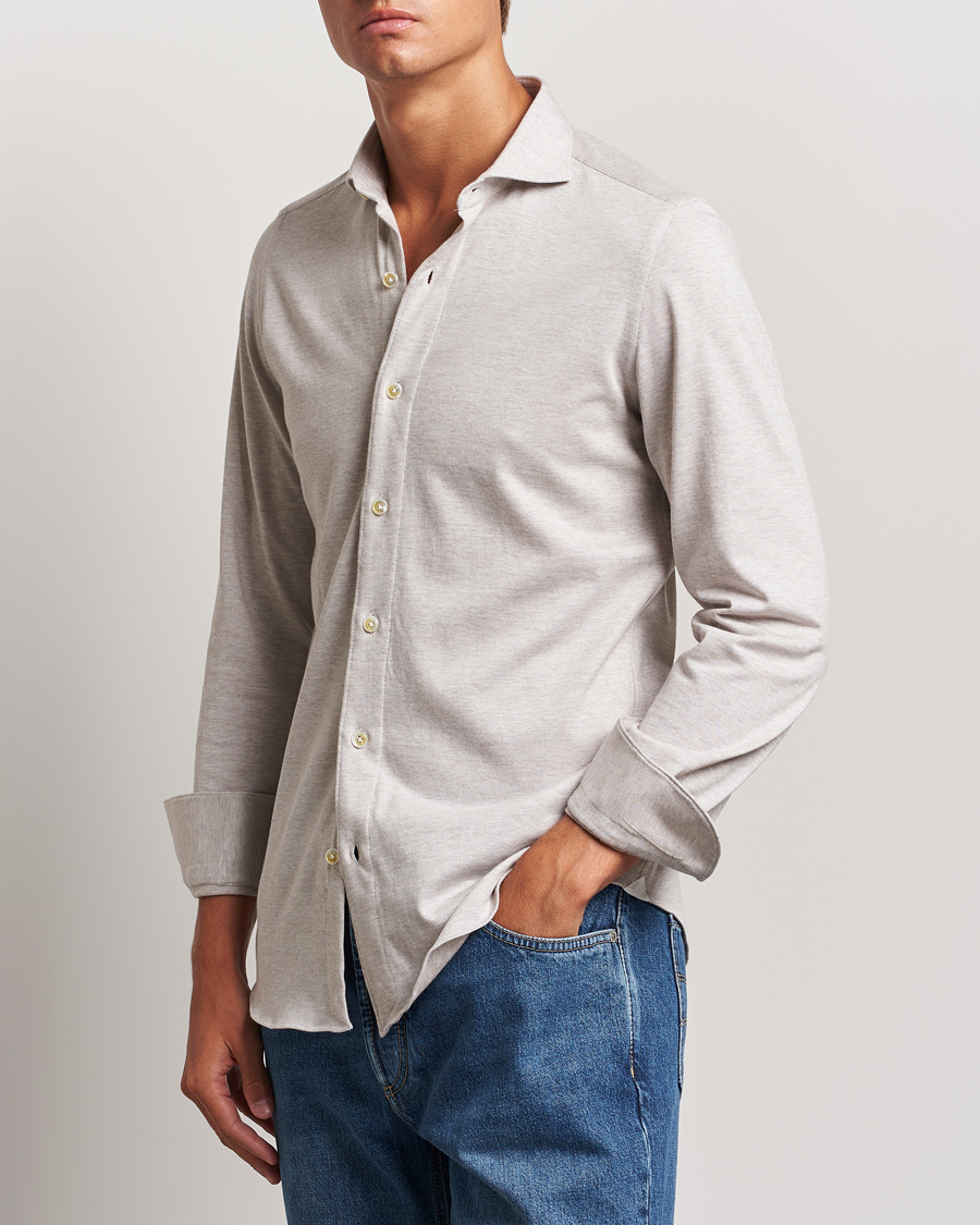 Herren | Polohemden | Finamore Napoli | Cotton/Cashmere Jersey Shirt Beige