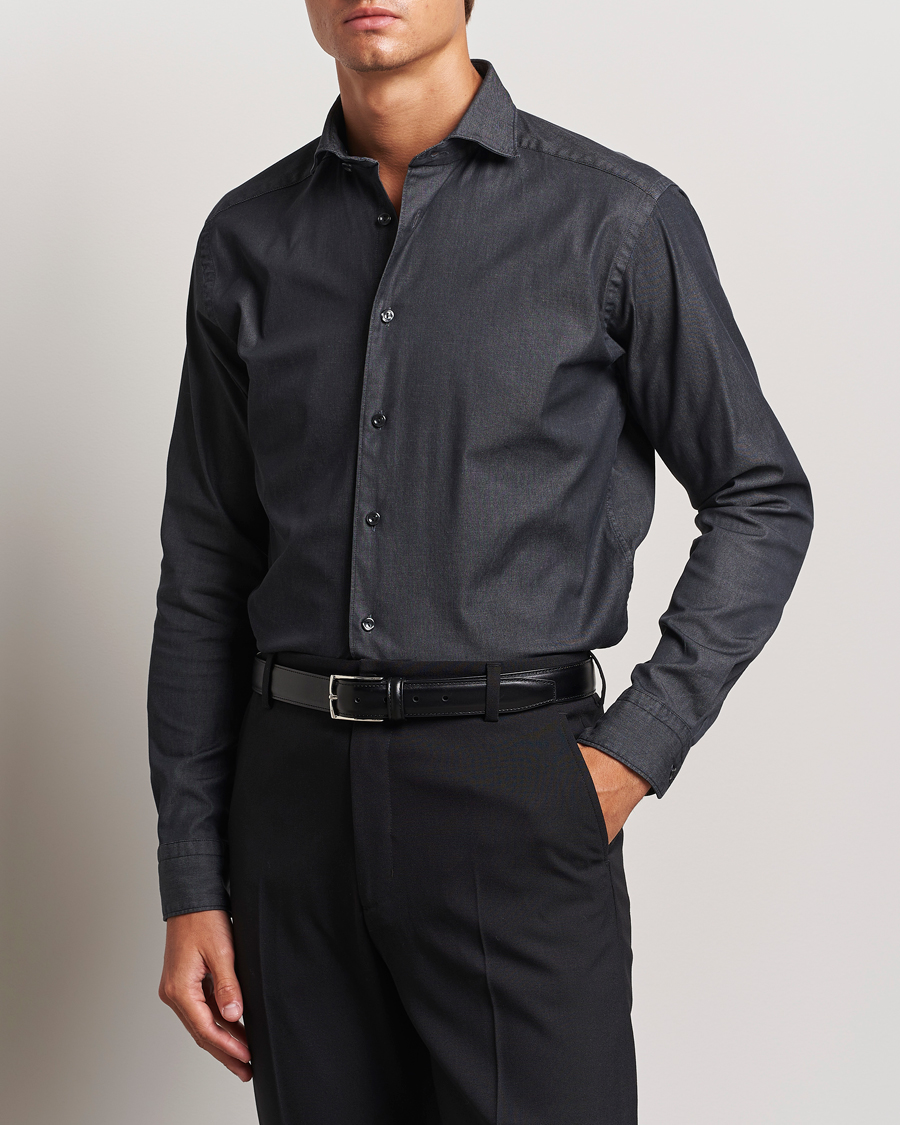 Herren |  | Eton | Slim Fit Stretch Denim Shirt Black