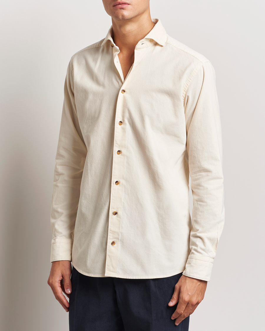 Herren | Cordhemden | Eton | Slim Fit Fine Wale Corduroy Shirt Off White