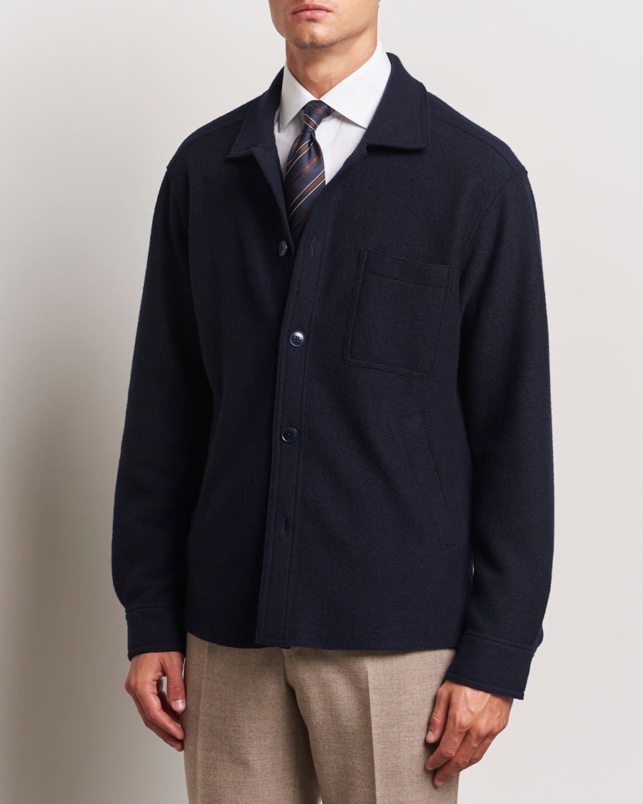 Herren | An overshirt occasion | Eton | Boiled Wool Overshirt Navy Blue