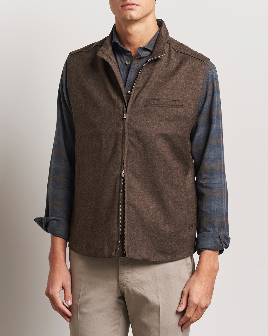 Herren |  | Eton | Wool Flannel Vest Dark Brown