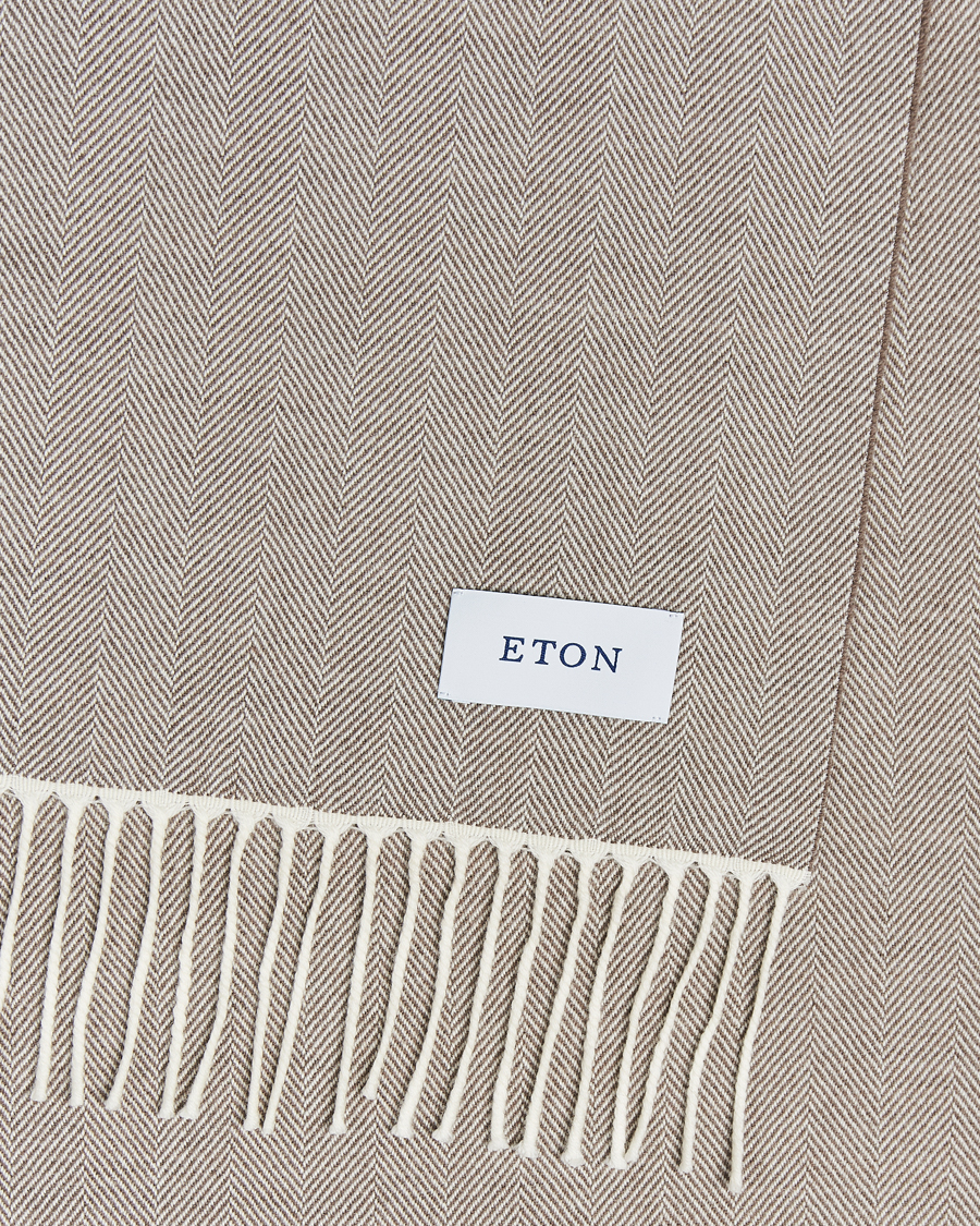 Herren |  | Eton | Merino Wool Herringbone Scarf Beige