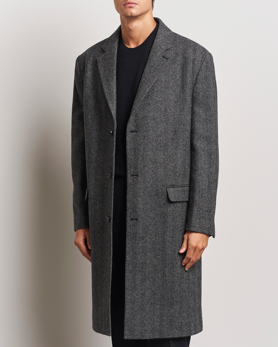 Herren | Business & Beyond - Casual | Filippa K | Relaxed Wool Crombie Coat Grey Herringbone