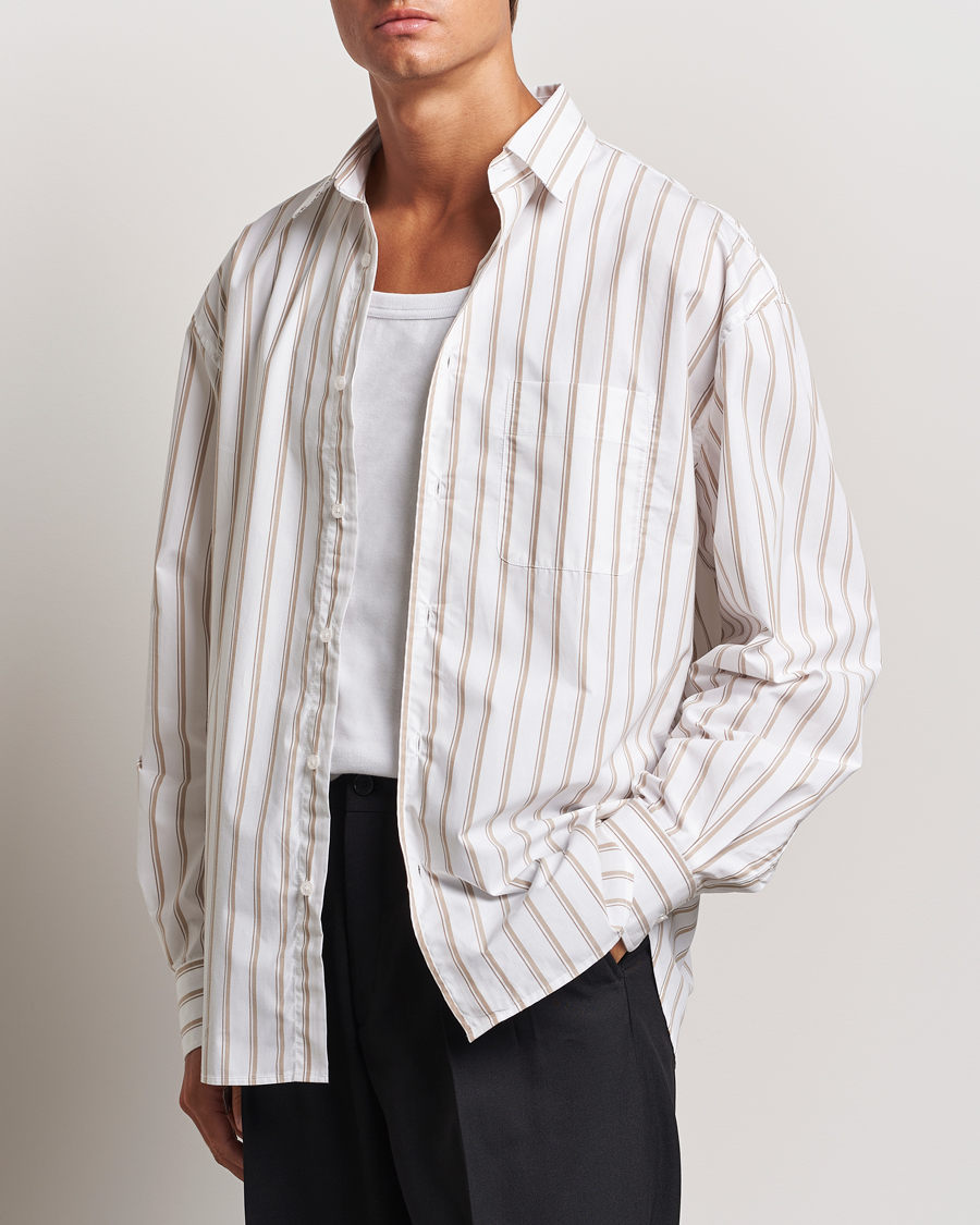 Herren | Hemden | Filippa K | Classic Relaxed Striped Shirt Light Brown/Canvas Beige
