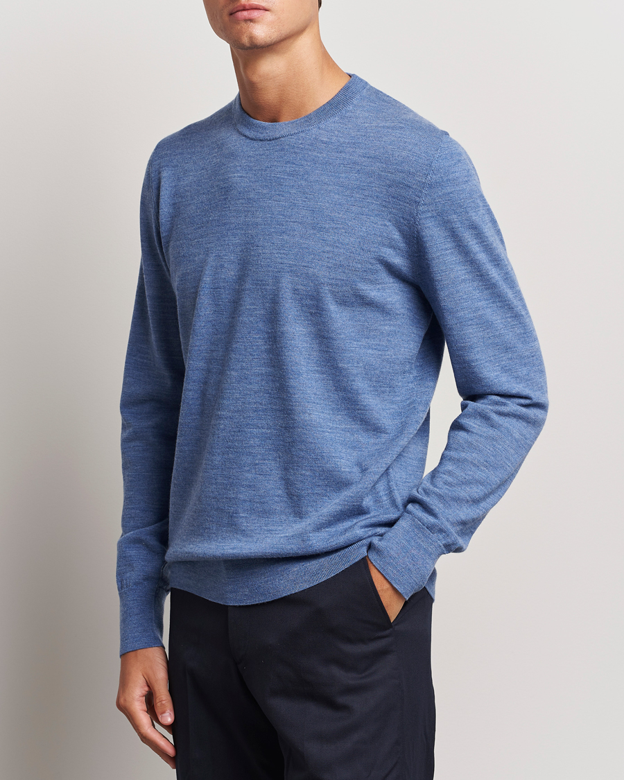 Herren |  | Filippa K | Merino Round Neck Sweater Blue Melange