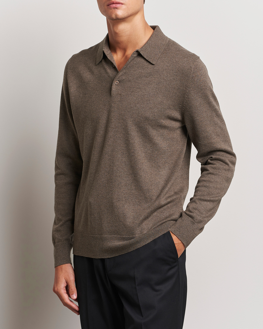 Herren |  | Filippa K | Knitted Polo Shirt Dark Sage Melange