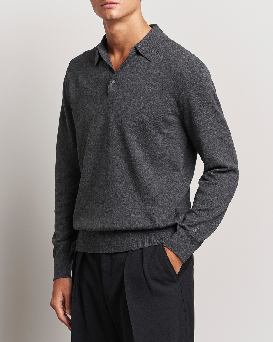 Herren |  | Filippa K | Knitted Polo Shirt Dark Grey Melange