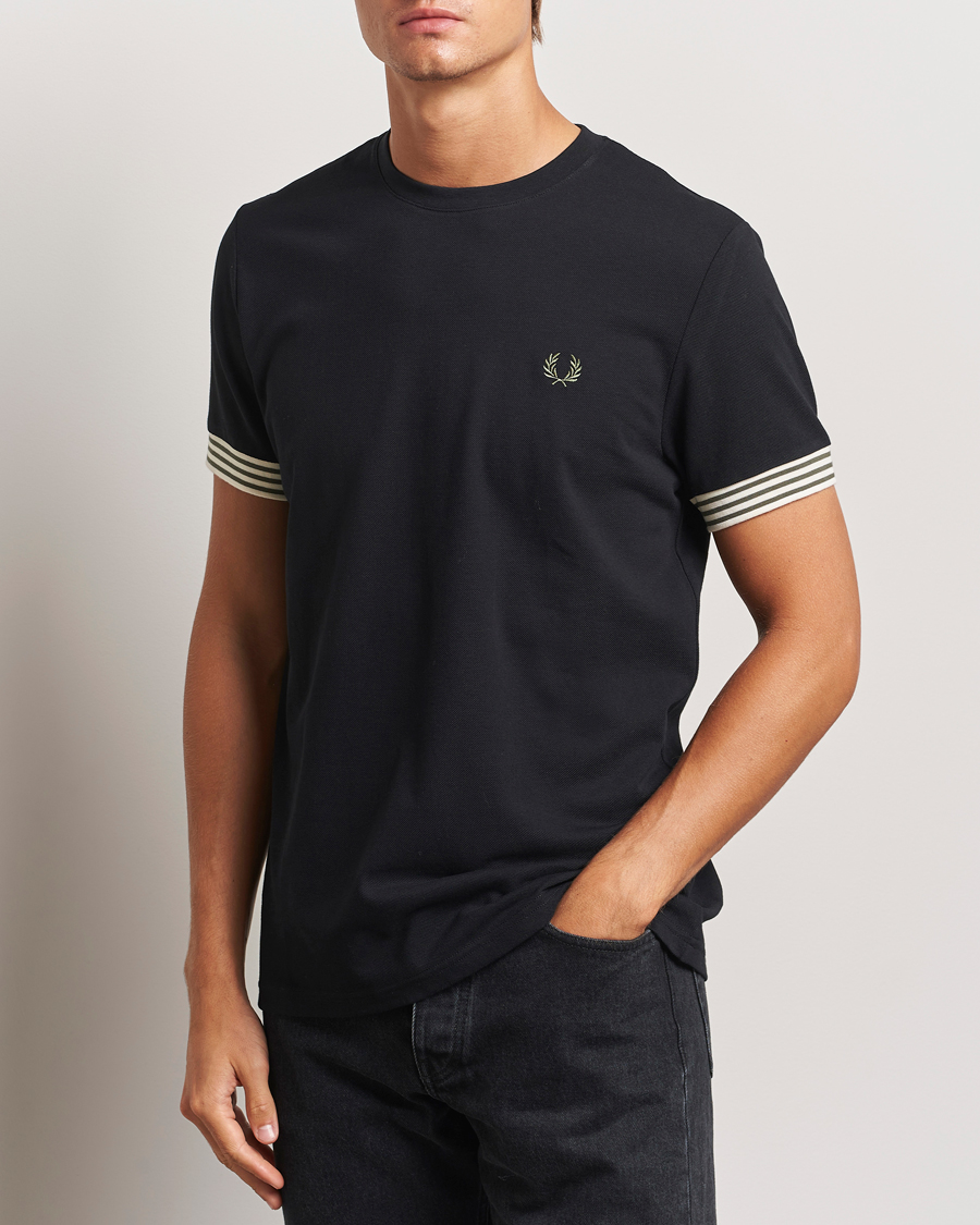 Herren |  | Fred Perry | Striped Cuff Crew Neck T-Shirt Black