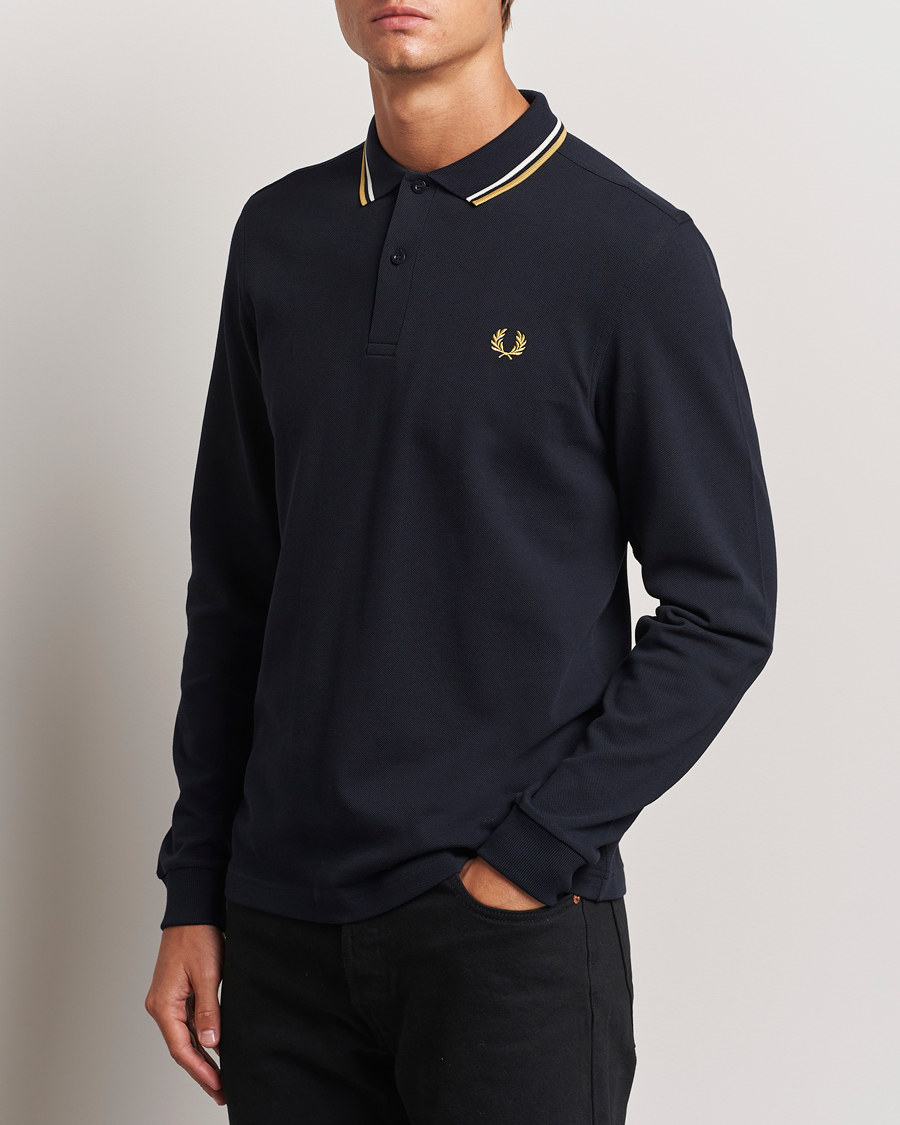 Herren |  | Fred Perry | Twin Tipped Long Sleeve Polo Shirt Navy