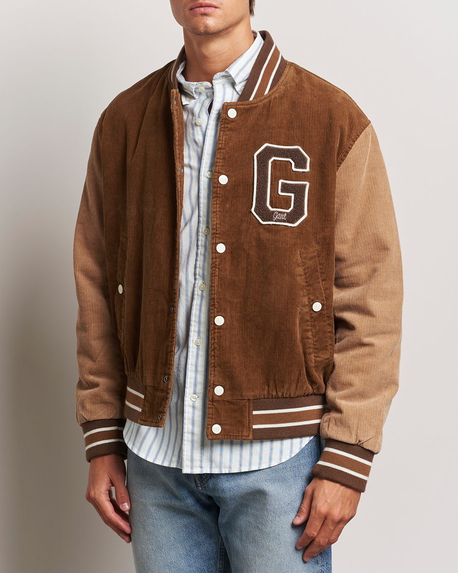 Herren | Business & Beyond - Casual | GANT | Cord Varsity Jacket Cacao Brown