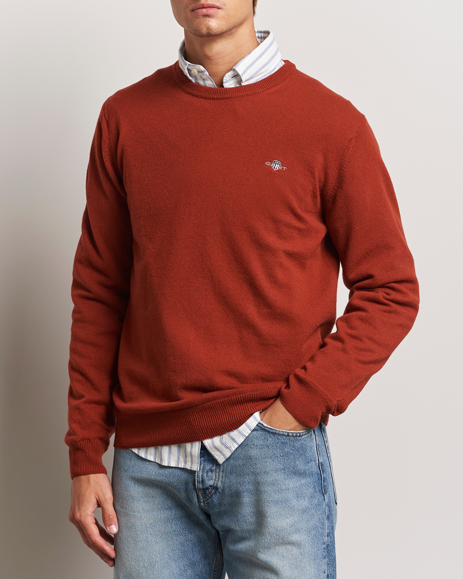 Herren | Business & Beyond - Casual | GANT | Lambswool Crew Neck Pullover Iron Red