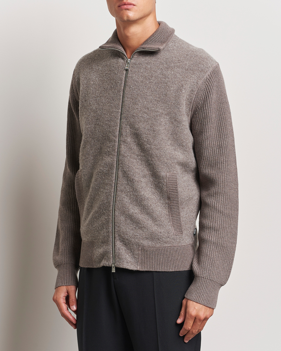 Herren |  | BOSS BLACK | Emeraviglio Wool/Cotton Full Zip Dark Beige