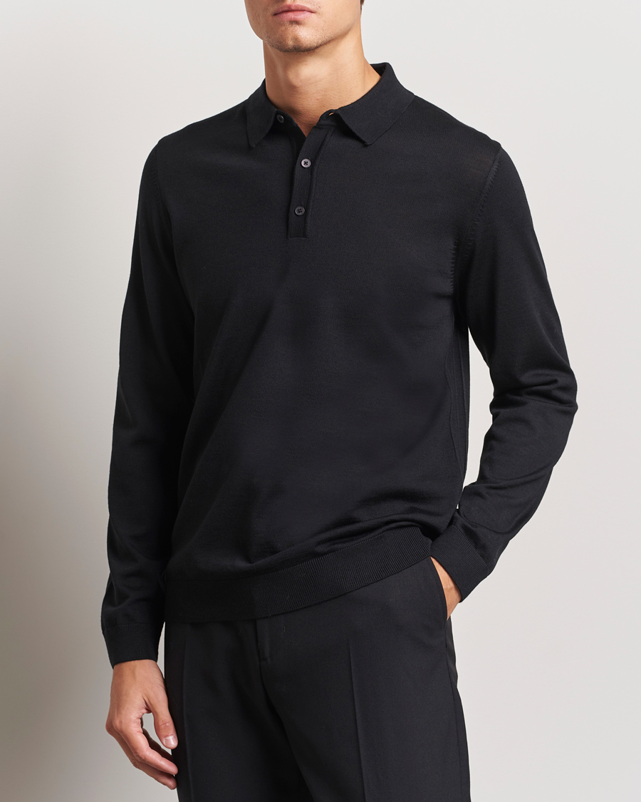 Herren |  | BOSS BLACK | Lancione Merino Knitted Polo Black