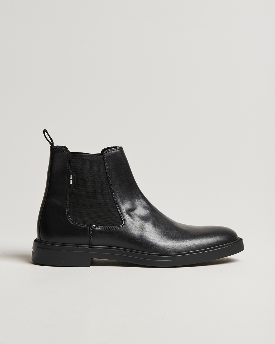 Black leather chelsea boots online