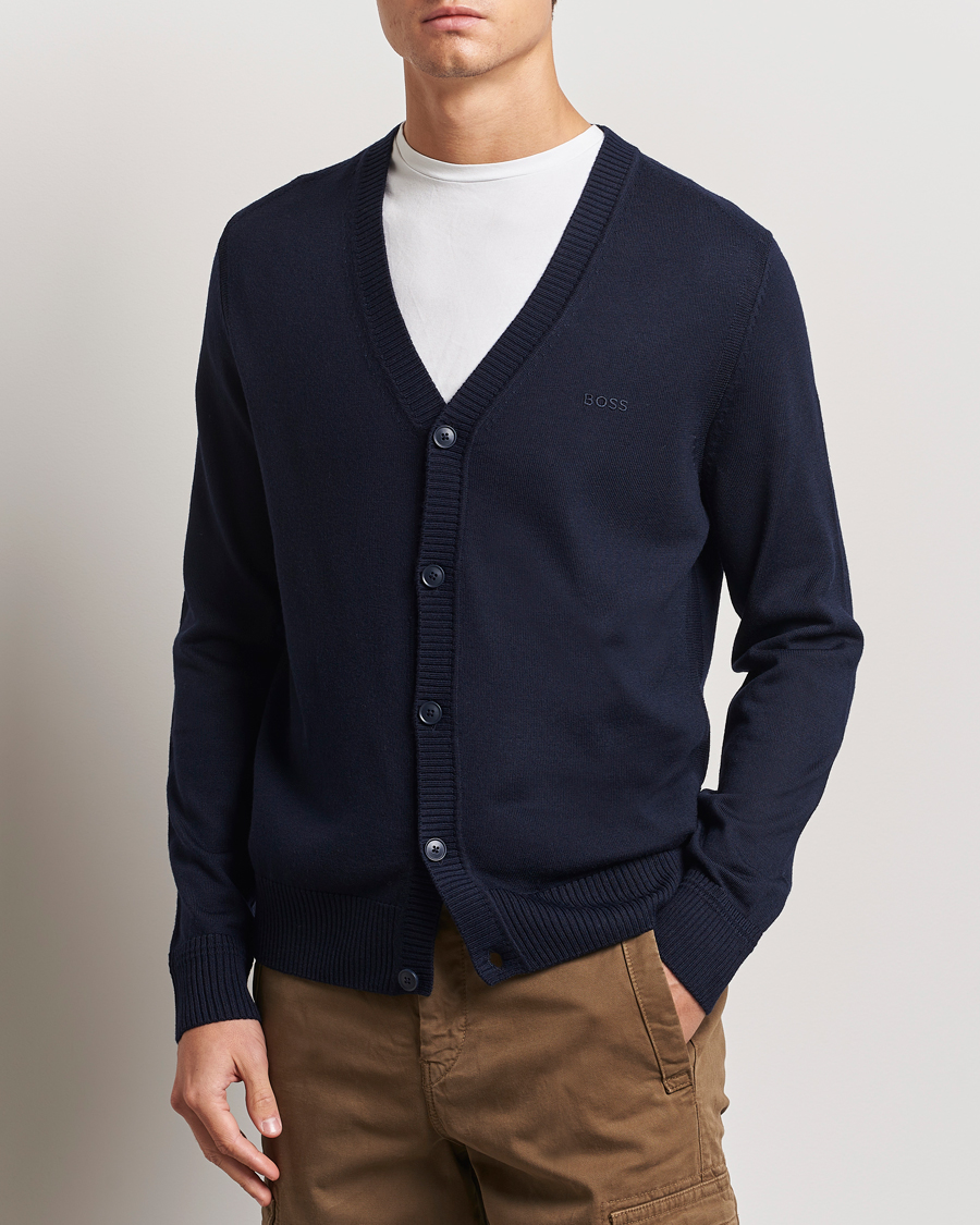 Herren |  | BOSS ORANGE | Avac Wool Knitted Cardigan Dark Blue