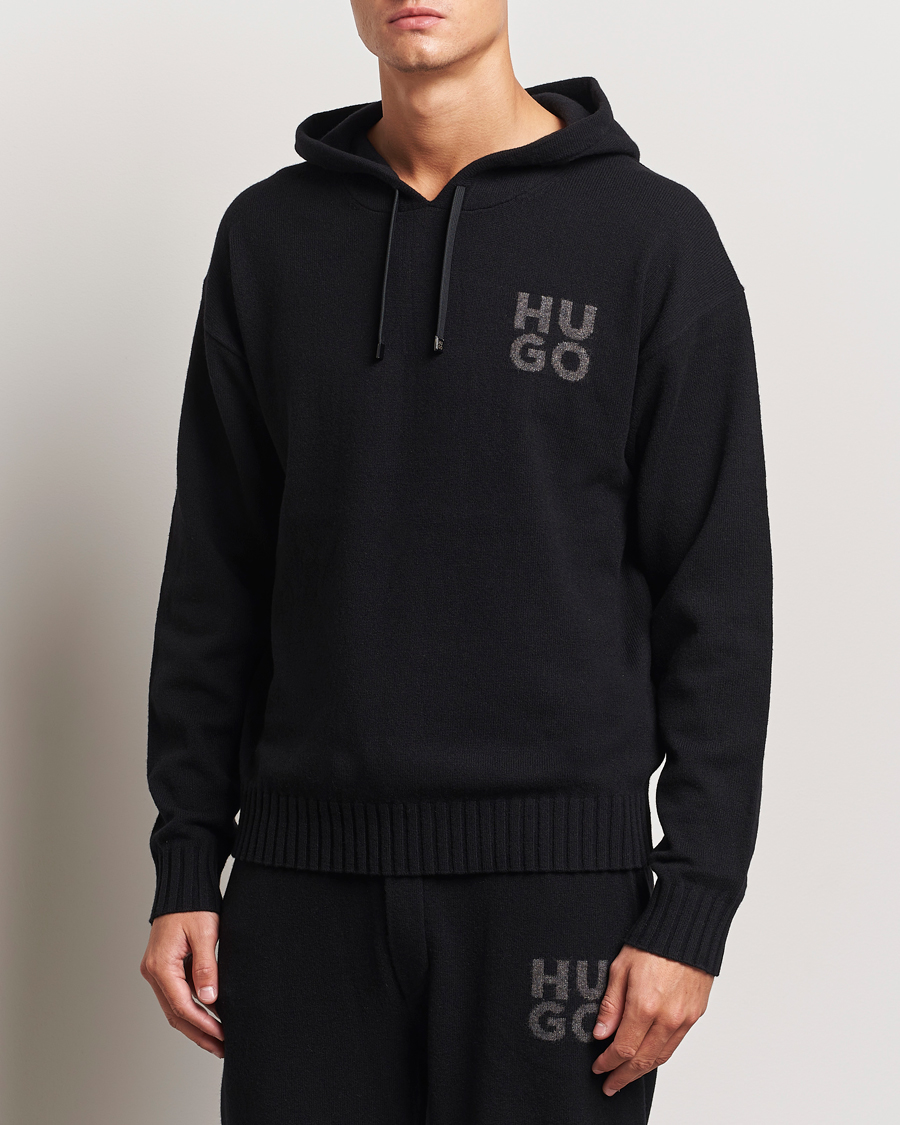 Herren |  | HUGO | San Henry Wool Knitted Hoodie Black