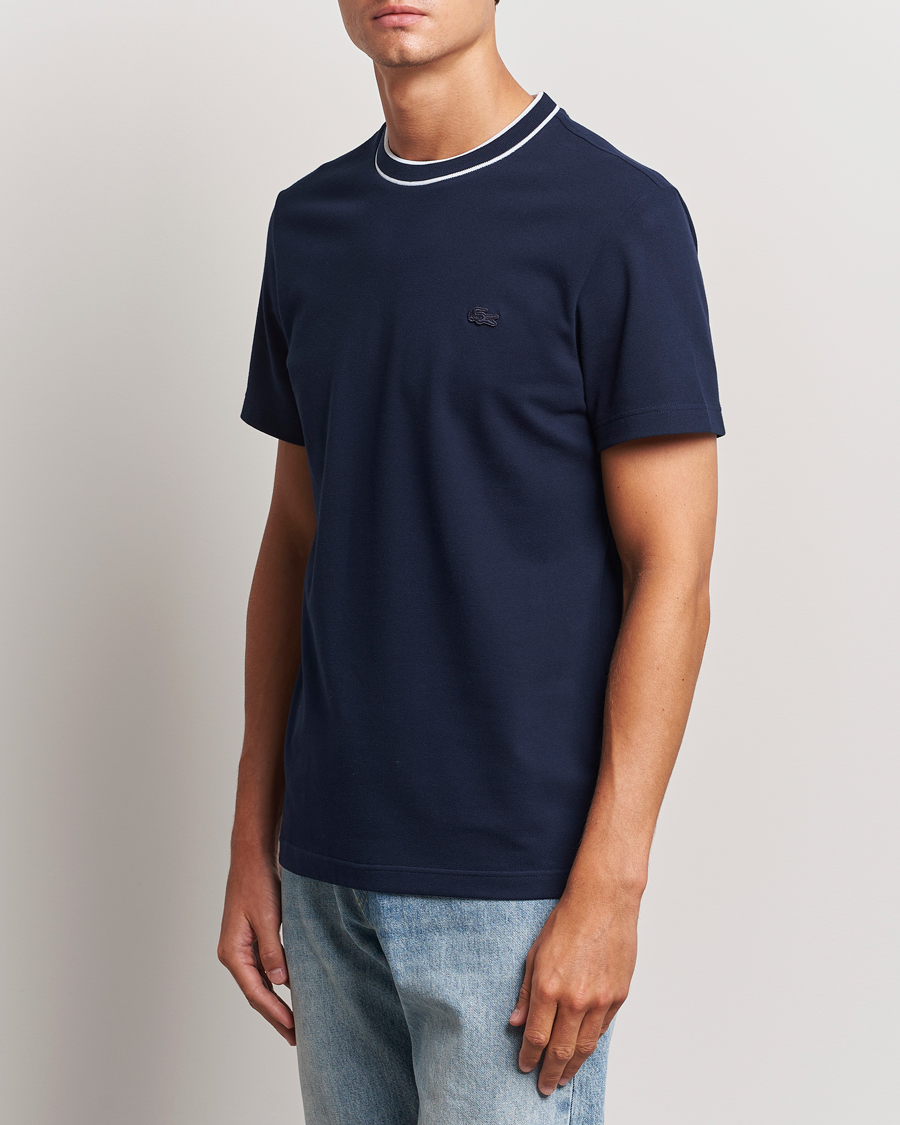 Herren |  | Lacoste | Contrast Rib Piqué T-Shirt Navy