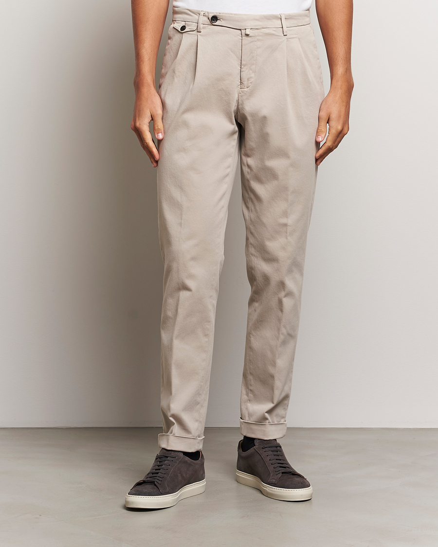 Herren |  | Briglia 1949 | Easy Fit Pleated Cotton Stretch Chino Beige