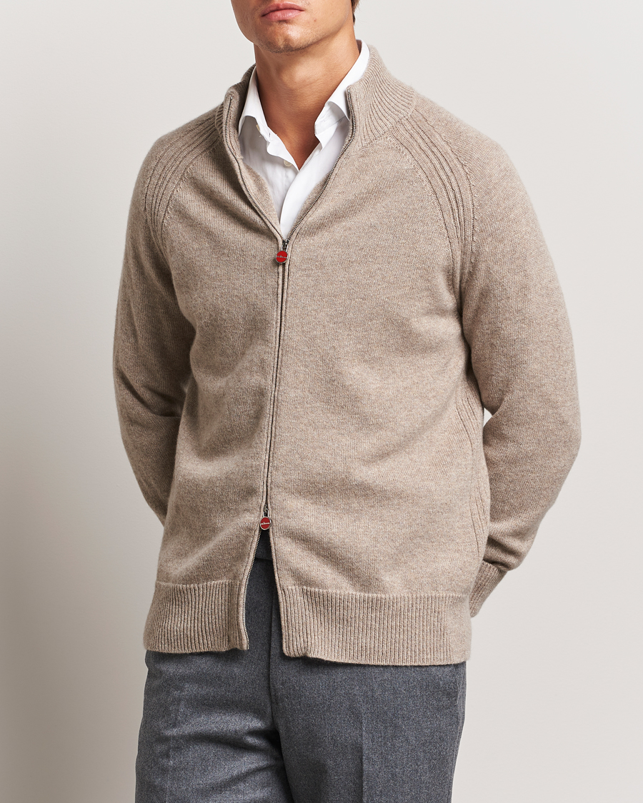 Herren |  | Kiton | Cashmere Raglan Full Zip Beige