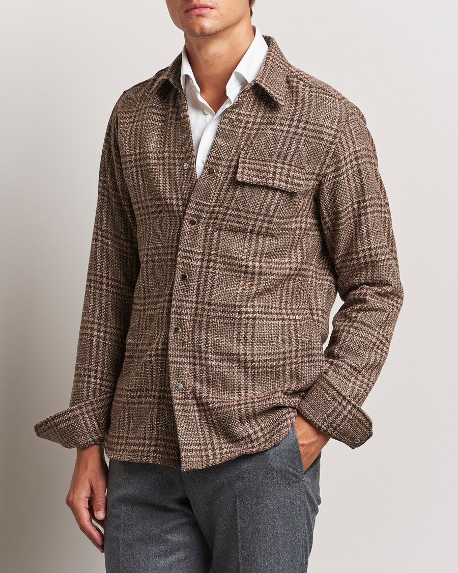 Herren | An overshirt occasion | Kiton | Wool Check Overshirt Brown Check