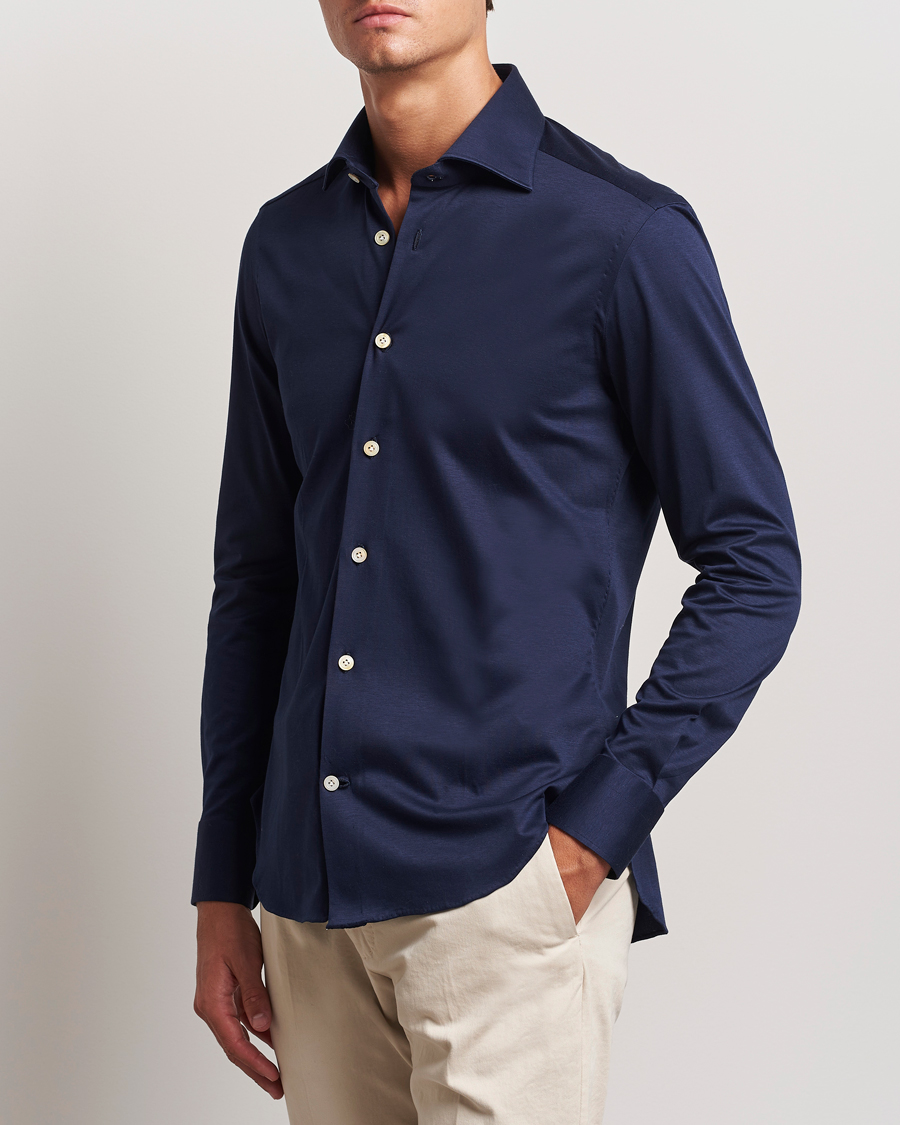Herren | Hemden | Kiton | Cotton Jersey Shirt Navy
