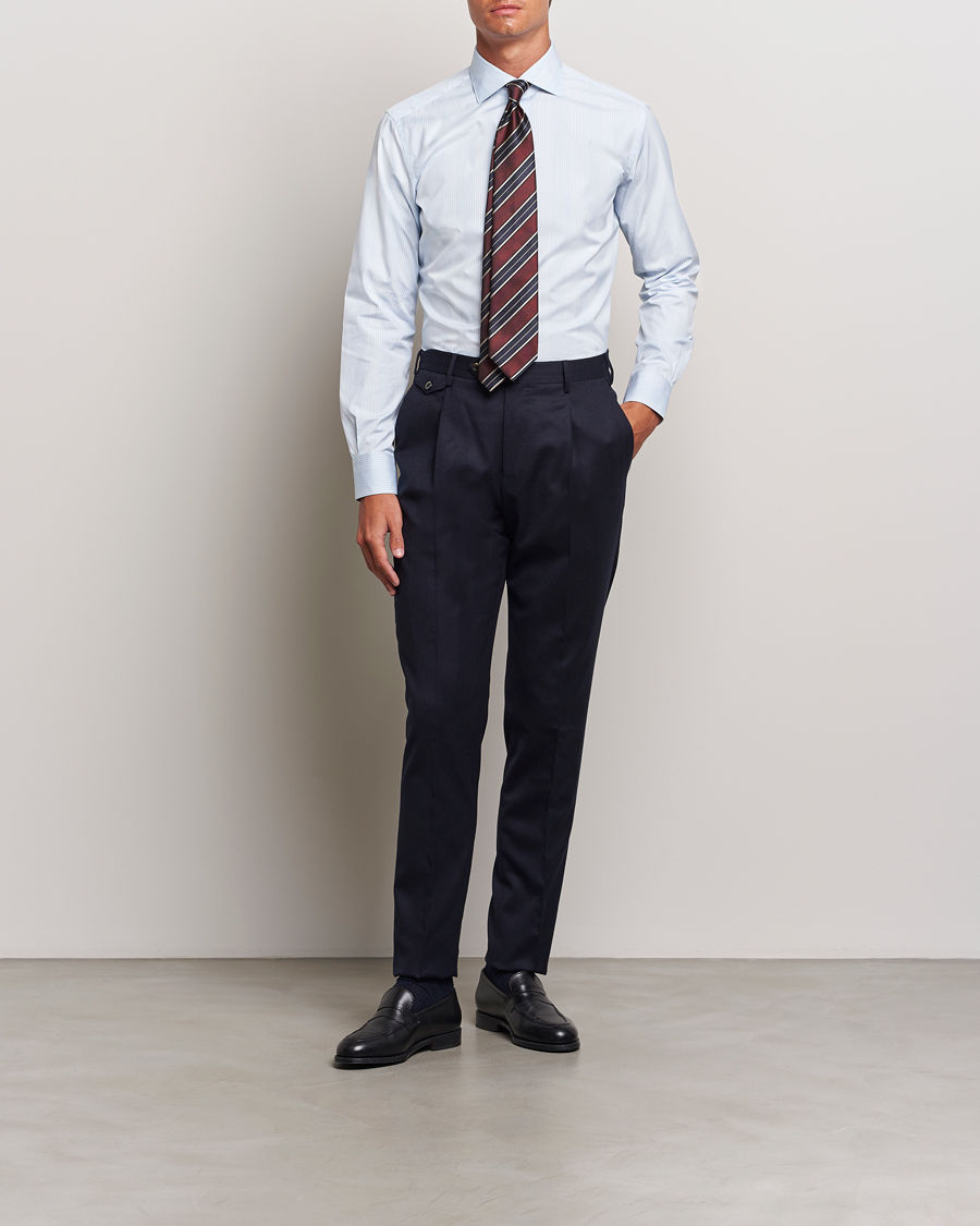 Herren | Hemden | Brioni | Slim Fit Striped Dress Shirt Light Blue